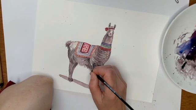 Watercolour animal painting | Lama illustration | Timelapse смотреть онлайн