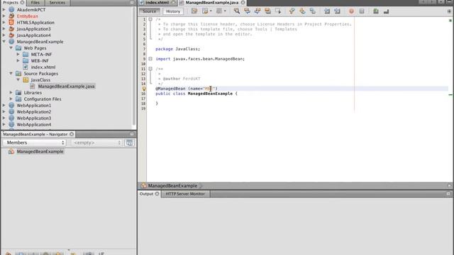 Simple Managed Bean Example смотреть онлайн