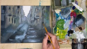 Rainy Day Street Scene Acrylic Painting Tutorial