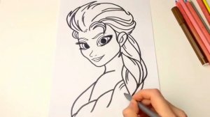 Холодное сердце  Мультик раскраска  Рисуем Эльзу  Disney Frozen  A cartoon coloring  Draw Elsa