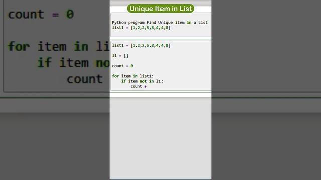 unique item in list | Python List | python programing | #pythonprogramming  #python #python3 #short
