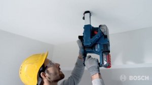 無塵頂上作業,總重量3.4KG! Bosch GBH 185-LI 搭配專屬GDE12專屬集塵盒,讓工作環境潔淨健康