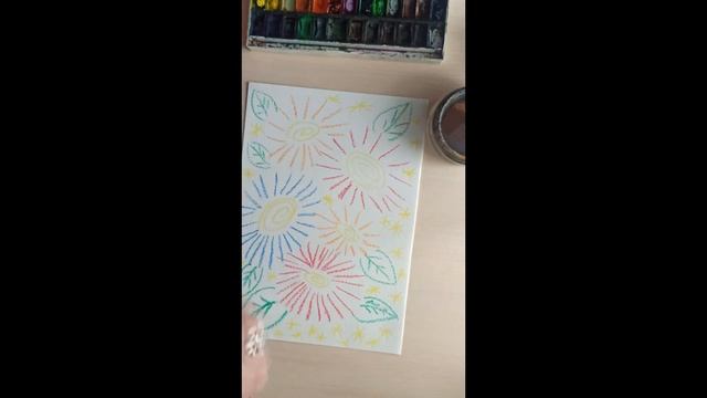 Рисование восковыми мелками и акварелью смотреть онлайн