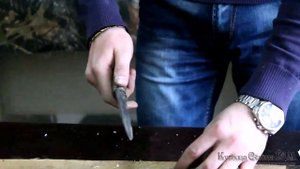 Тестирование ножа из кованой стали 9ХС «Сокол» видео