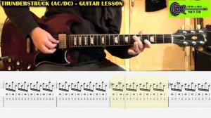 Thunderstruck AC/DC Intro / Main Riff / Guitar Solo - GUITAR TUTORIAL LESSON with TAB