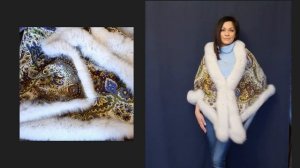 Платок «Изюминка» с мехом песца вуаль