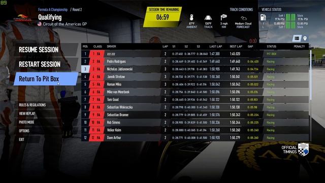 Project CARS 2 Formula A qualifying VR onboard @ COTA смотреть онлайн