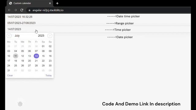 Simple Custom Date Picker in Angular ( no external library used) смотреть онлайн