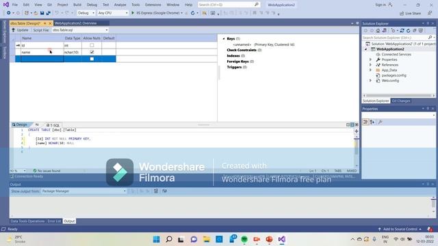 database create in visual studio by using inbuild sql server database