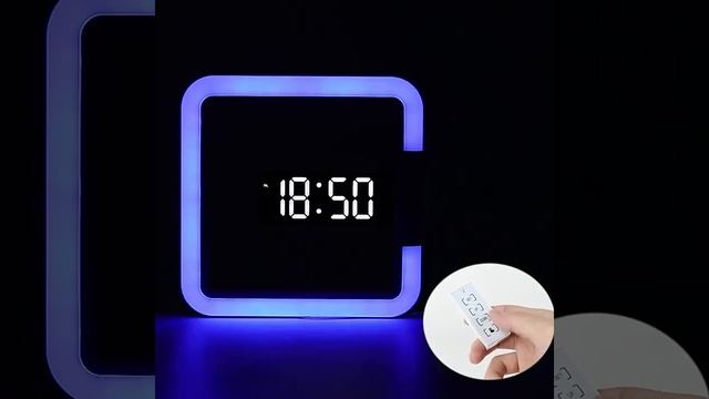 Часы настенные с LED подсветкой 7 цветов. Будильник, температура, пульт ДУ смотреть онлайн