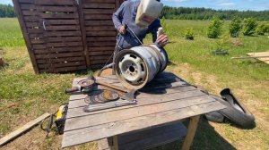 Печь под казан из автомобильных дисков своими руками