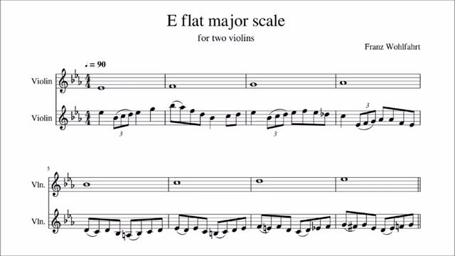 E FLAT MAJOR (Es-dur) one octave scale - (for two violins) - FRANZ WOHLFAHRT op.38 (PLAY ALONG) смотреть онлайн