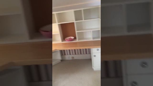 Loft bed with stairs, drawers, closet and desk