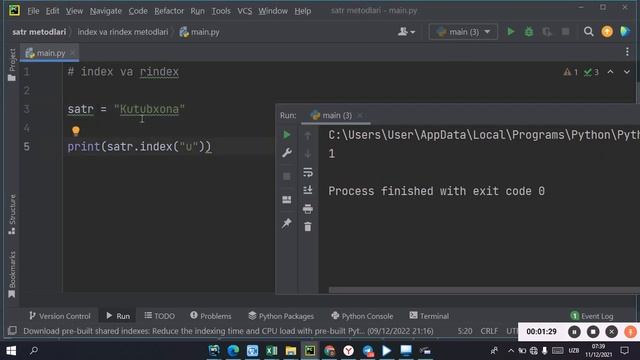 Python satr metodlari | index va rindex metodlari смотреть онлайн