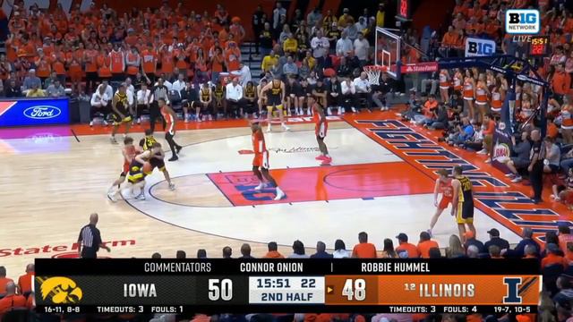 #12 Illinois vs Iowa Highlights | NCAA Men's Basketball | 2024 College Basketball смотреть онлайн