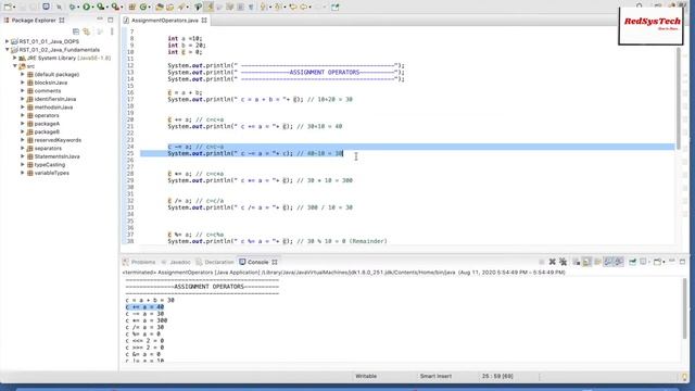 # 34 What are Assignment operators in Java? | Assignment operators | Java | RedSysTech | Core Java