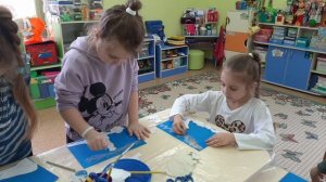 Рисование "Белый медведь и северное сияние"