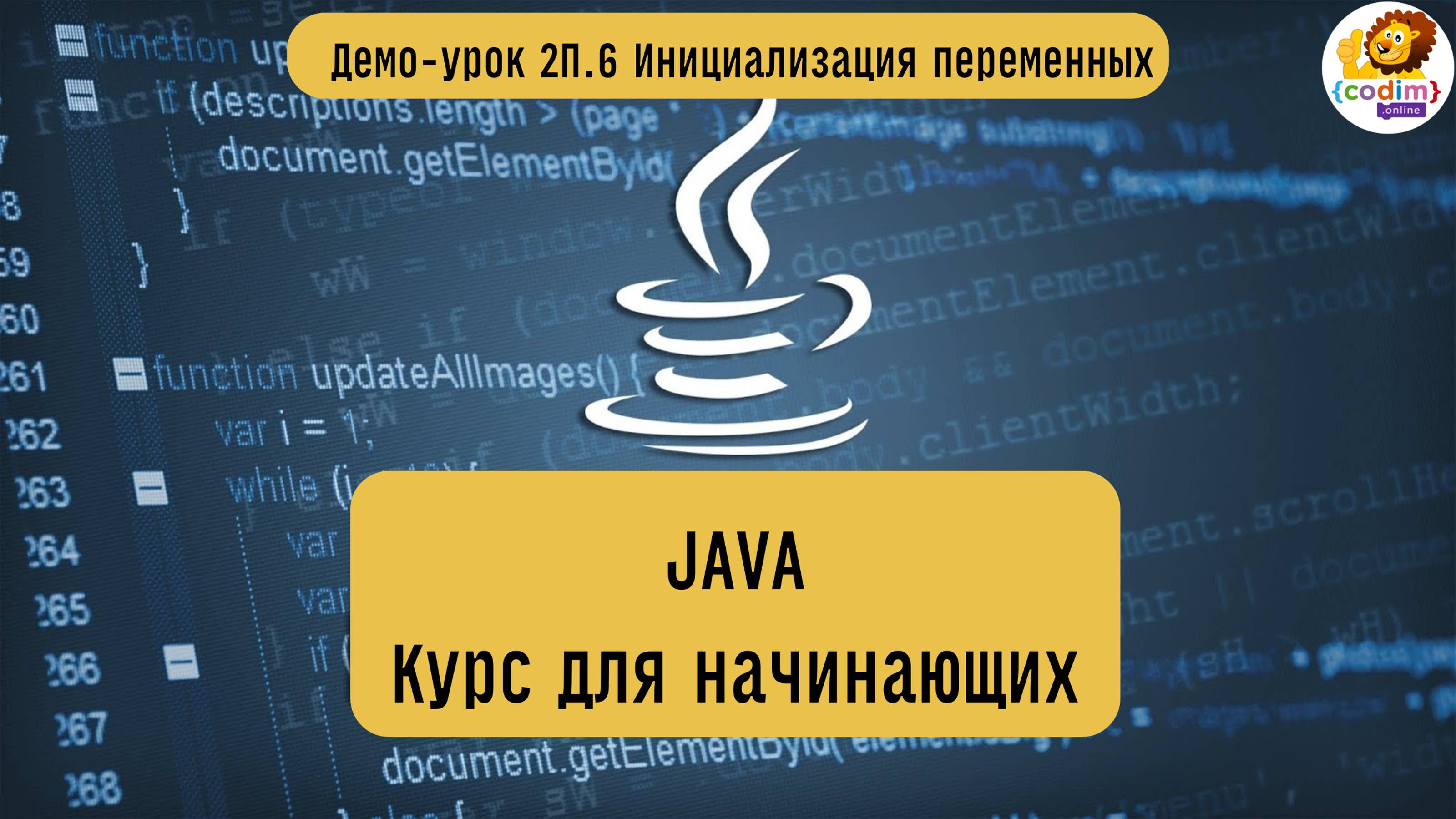 #Java Урок 2.6 Инициализация переменных. Видеоуроки с нуля для детей 12  лет от школы Codim.Online