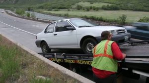 Towing a 1993 Toyota Tercel in Glenwood Canyon, Colorado