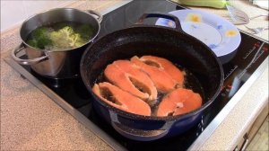 Жареная семга с овощами | Fry salmon with vegetables