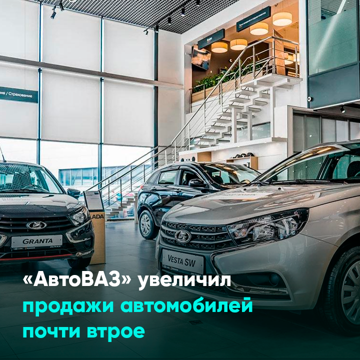 «АвтоВАЗ» увеличил продажи автомобилей почти втрое