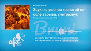 Звук: Звук оглушения гранатой после взрыва, ультразвук