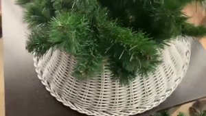 Юбка для елки из ротанга, бело-серая, 60*45*23см