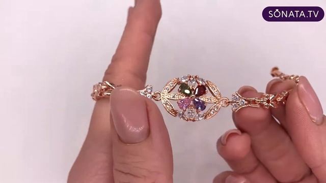 Браслет SONATA с разноцветными фианитами из медицинского золота (в позолоте) - 52013