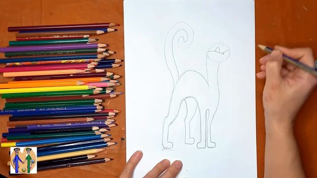 Как нарисовать черного кота. Онлайн-школа рисования "Малевашки" смотреть онлайн