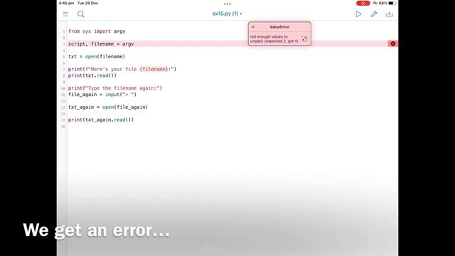 Python on the IPad (PYTHONISTA) — how to add in arguments (argv)