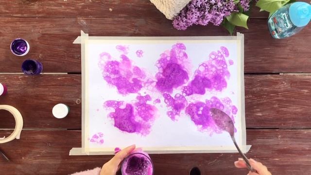 РИСОВАНИЕ МЫЛЬНЫМИ ПУЗЫРЯМИ. Как нарисовать СИРЕНЬ. Нетрадиционная техника рисования.