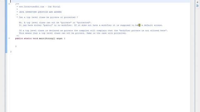 Can a top level class be private or protected Java Interview Question And Answer смотреть онлайн