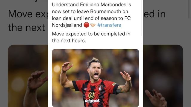 Understand Emiliano Marcondes is now set to leave Bournemouth on loan