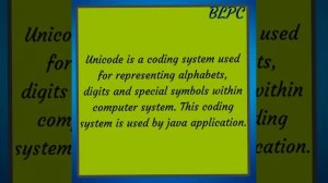 Unicode meaning and example | Java| BlueJ|