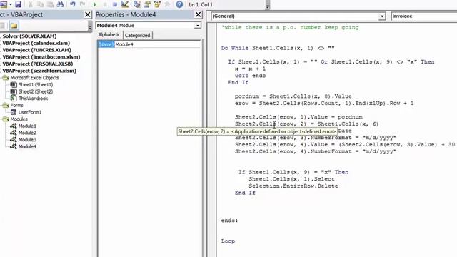 Enter date invoiced and date due in Excel with VBA смотреть онлайн
