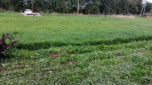 Роторная косилка для минитрактора переломка от вала отбора мощности, испытание