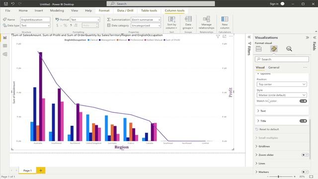 Power BI Tutorial - Line and Clustered Column Chart смотреть онлайн