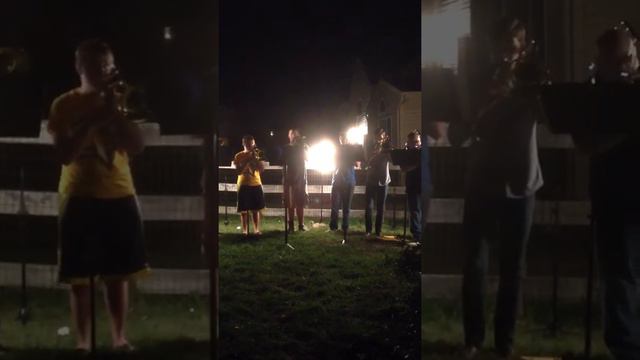 Justin's Bon voyage trombone serenade before leaving for Sarajevo Bosnia to play in symphony смотреть онлайн