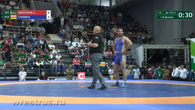 ЧР-2017. в.б. 125 кг. Алдан Ибрагимов - Виталий Голоев. 1/8 финала. смотреть онлайн