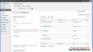 WordPress 3.4 Link Categories Settings