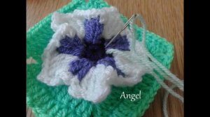 Petunia crochet flower - square#11 of"Flowers of July" blanket