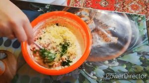 Оладьи с колбасой зеленью и сыром