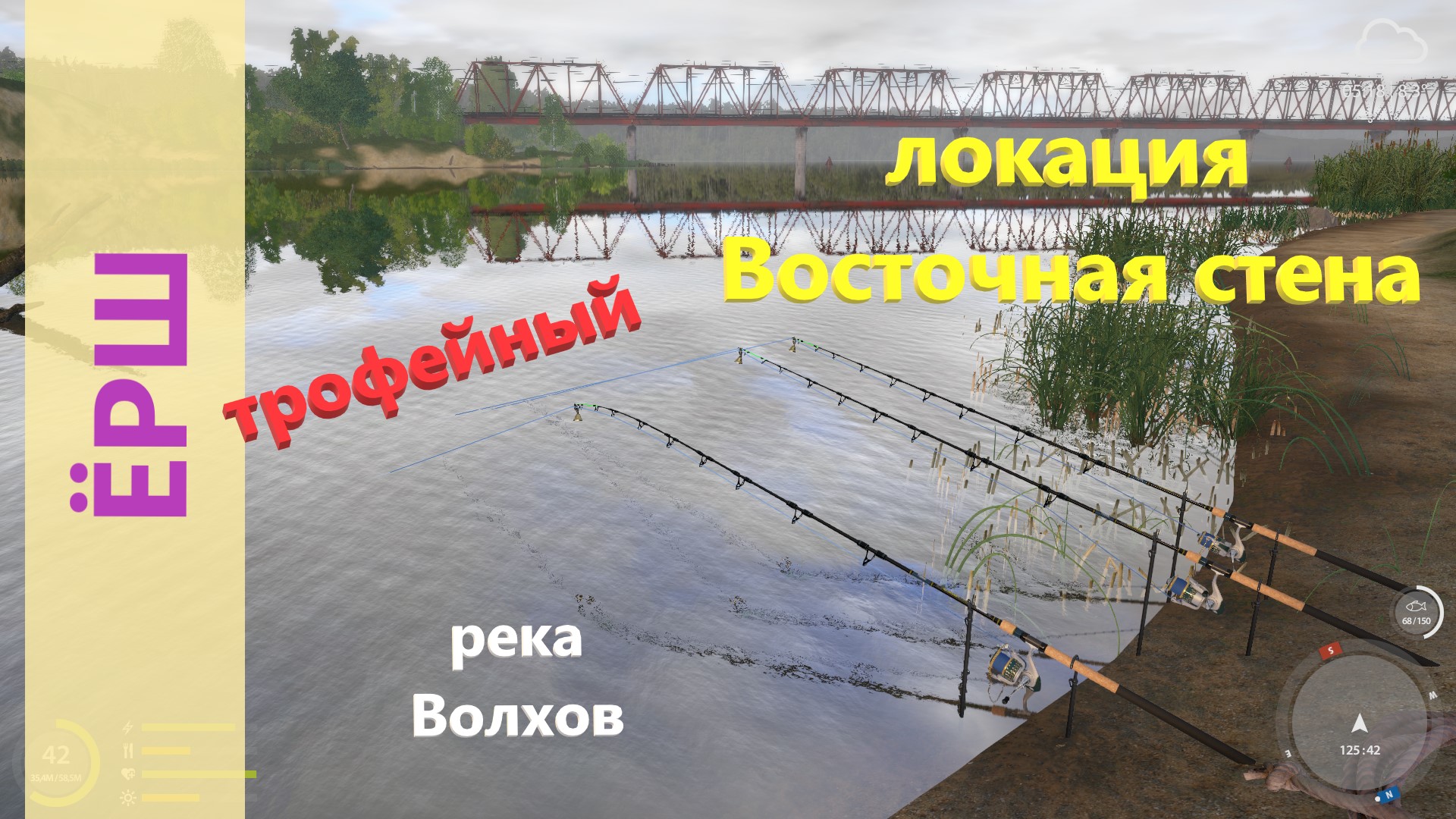 Русская рыбалка 4 - река Волхов - Ёрш трофейный под корягой