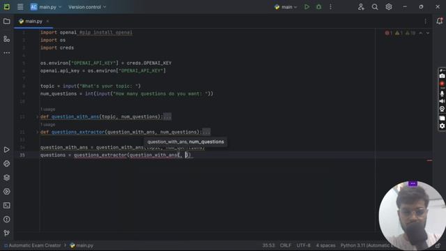 Automatic exam creator using api | openai api python completion
