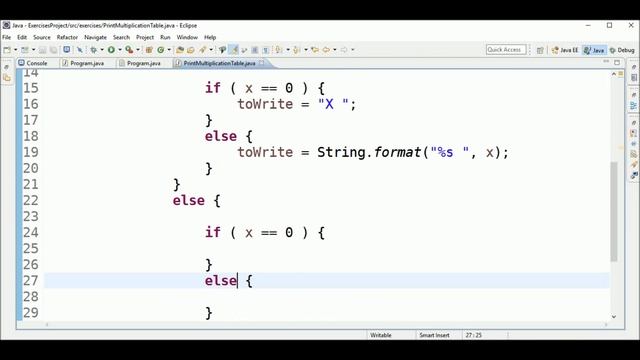 print multiplication table in java