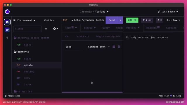 Laravel YouTube API клон #68 - Аутентификация API запросов с помощью токенов смотреть онлайн