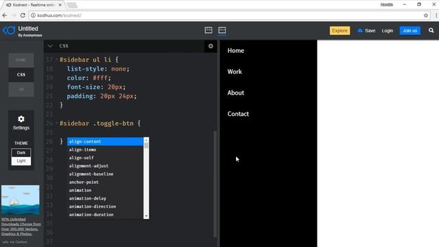 Slide Out Navigation | HTML, CSS & JavaScript
