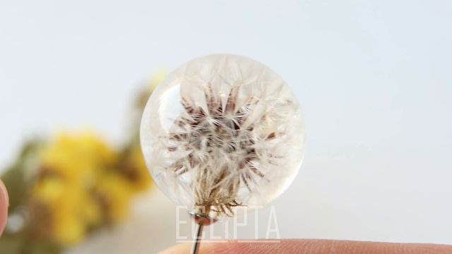 Брошь-игла НЕодуванчик в шаре 20 мм из эпоксидной смолы. Ручная работа ECLIPTA jewelry