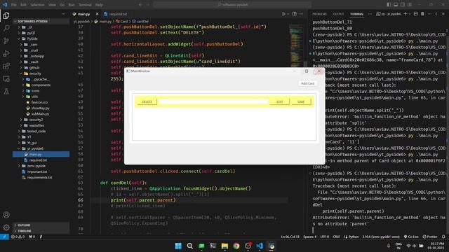 Python Software Development - Card item Delete from FormLayout| PySide6 + QtDesigner  - Vd.11