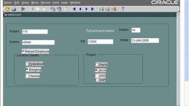 Oracle Apps Tutorial-5:Oracle Forms-Using Check Box,Radio Button